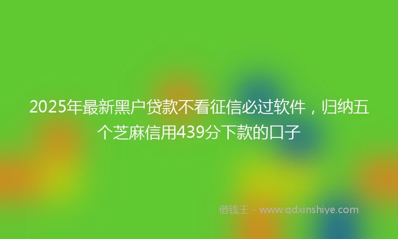 2025年最新黑户贷款不看征信必过软件，归纳五个芝麻信用439分下款的口子
