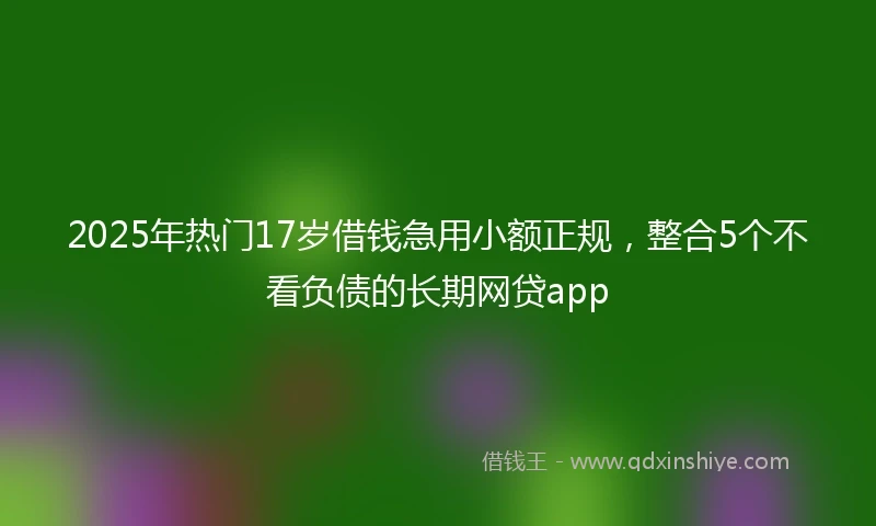 2025年热门17岁借钱急用小额正规，整合5个不看负债的长期网贷app