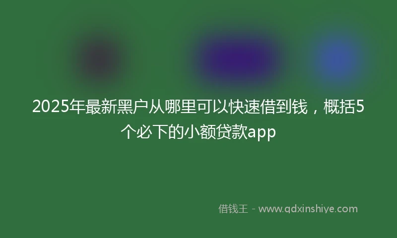 2025年最新黑户从哪里可以快速借到钱，概括5个必下的小额贷款app