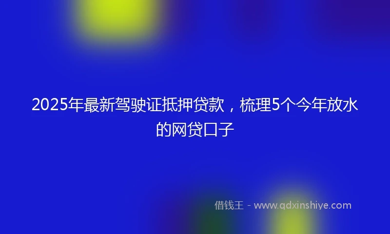 2025年最新驾驶证抵押贷款，梳理5个今年放水的网贷口子