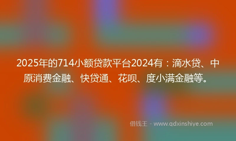 2025年的714小额贷款平台2024有：滴水贷、中原消费金融、快贷通、花呗、度小满金融等。