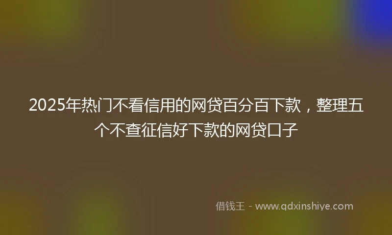 2025年热门不看信用的网贷百分百下款，整理五个不查征信好下款的网贷口子