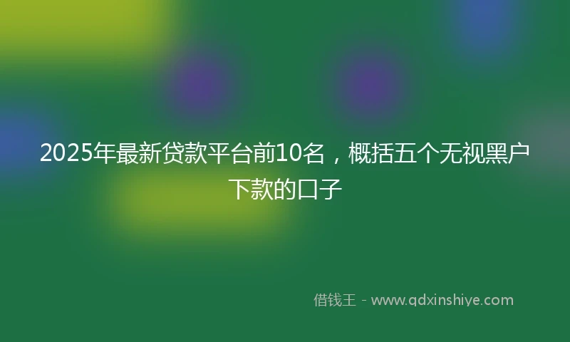 2025年最新贷款平台前10名，概括五个无视黑户下款的口子