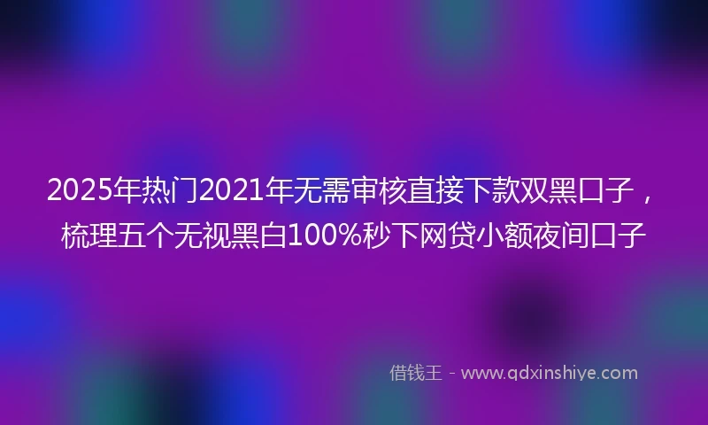 2025年热门2021年无需审核直接下款双黑口子，梳理五个无视黑白100%秒下网贷小额夜间口子