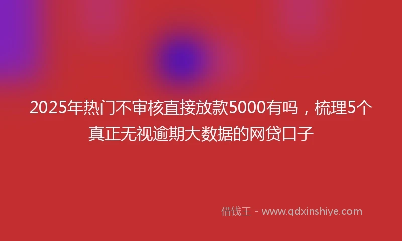 2025年热门不审核直接放款5000有吗，梳理5个真正无视逾期大数据的网贷口子