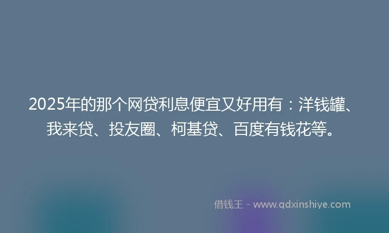 2025年的那个网贷利息便宜又好用有：洋钱罐、我来贷、投友圈、柯基贷、百度有钱花等。
