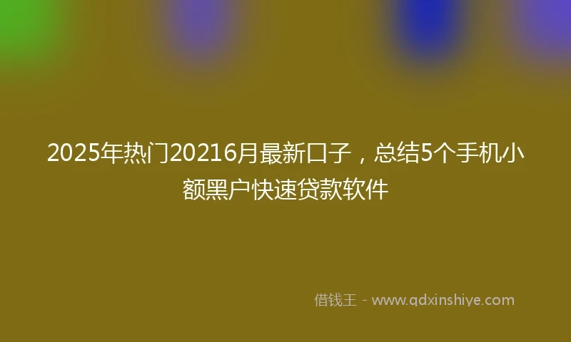 2025年热门20216月最新口子，总结5个手机小额黑户快速贷款软件