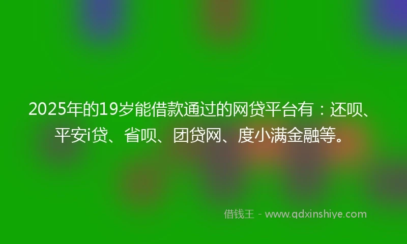 2025年的19岁能借款通过的网贷平台有：还呗、平安i贷、省呗、团贷网、度小满金融等。