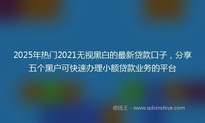 2025年热门2021无视黑白的最新贷款口子，分享五个黑户可快速办理小额贷款业务的平台