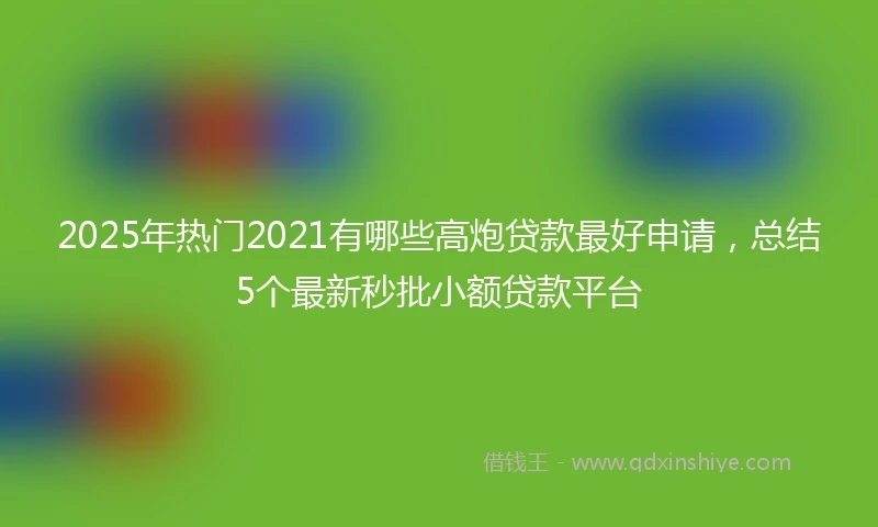 2025年热门2021有哪些高炮贷款最好申请，总结5个最新秒批小额贷款平台