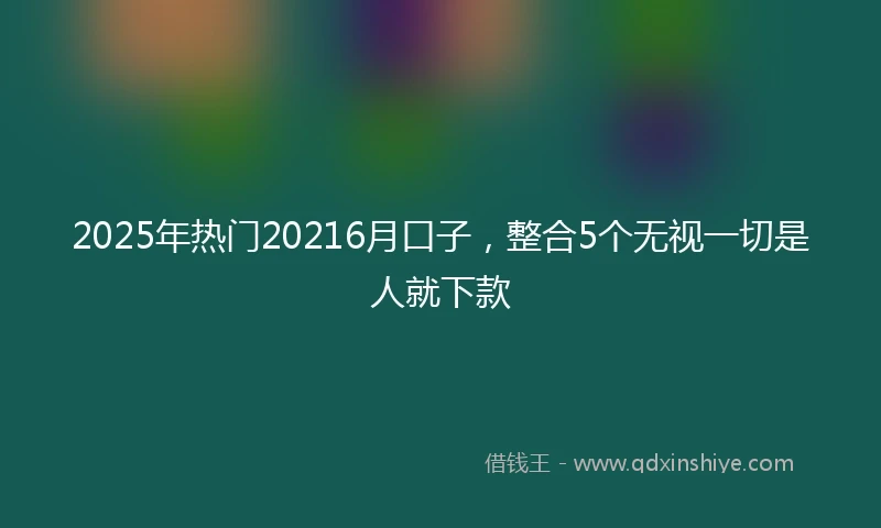 2025年热门20216月口子，整合5个无视一切是人就下款