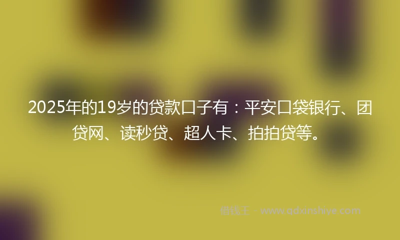 2025年的19岁的贷款口子有：平安口袋银行、团贷网、读秒贷、超人卡、拍拍贷等。