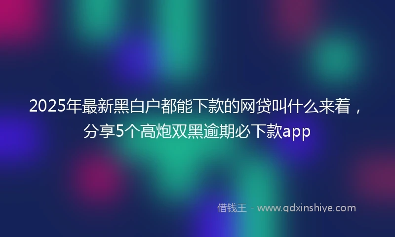 2025年最新黑白户都能下款的网贷叫什么来着，分享5个高炮双黑逾期必下款app