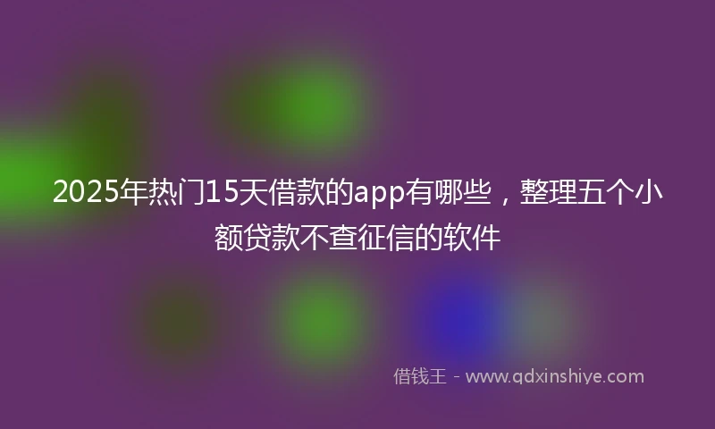 2025年热门15天借款的app有哪些，整理五个小额贷款不查征信的软件