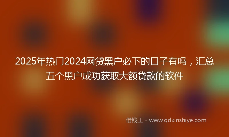 2025年热门2024网贷黑户必下的口子有吗，汇总五个黑户成功获取大额贷款的软件