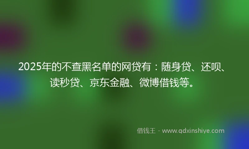 2025年的不查黑名单的网贷有：随身贷、还呗、读秒贷、京东金融、微博借钱等。