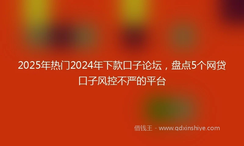 2025年热门2024年下款口子论坛，盘点5个网贷口子风控不严的平台