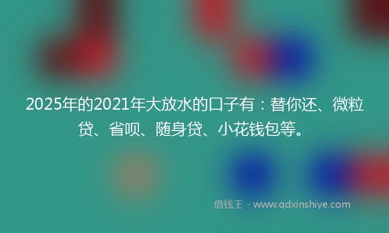 2025年的2021年大放水的口子有：替你还、微粒贷、省呗、随身贷、小花钱包等。