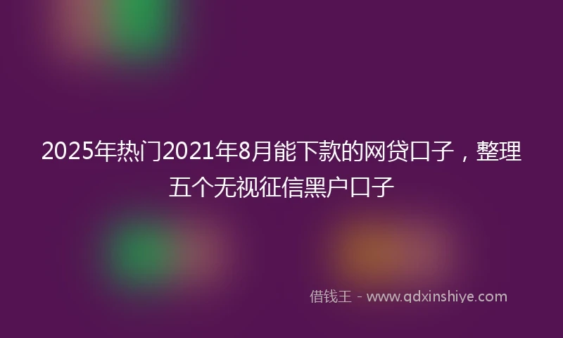 2025年热门2021年8月能下款的网贷口子，整理五个无视征信黑户口子