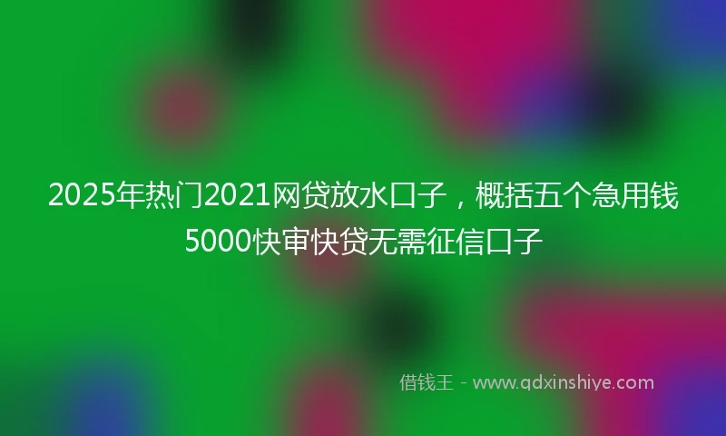 2025年热门2021网贷放水口子，概括五个急用钱5000快审快贷无需征信口子