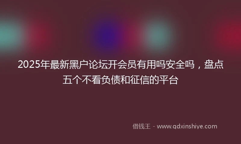 2025年最新黑户论坛开会员有用吗安全吗，盘点五个不看负债和征信的平台