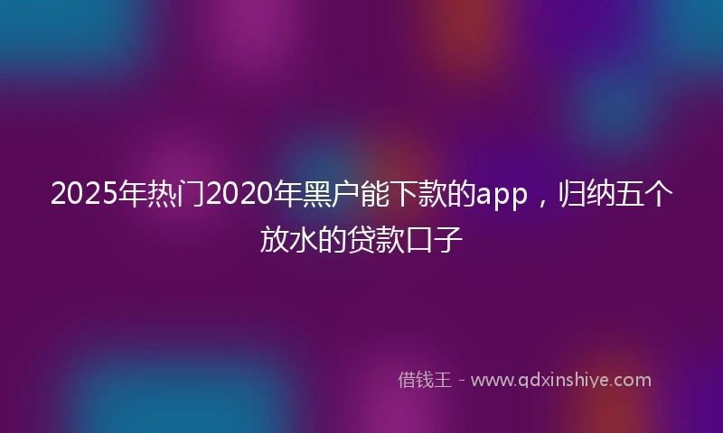 2025年热门2020年黑户能下款的app，归纳五个放水的贷款口子