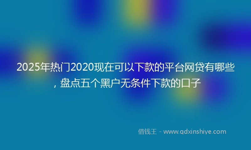 2025年热门2020现在可以下款的平台网贷有哪些，盘点五个黑户无条件下款的口子