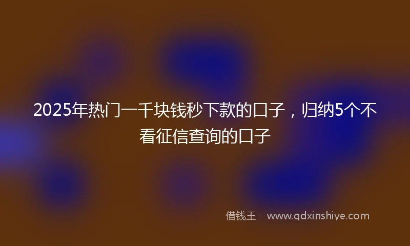 2025年热门一千块钱秒下款的口子，归纳5个不看征信查询的口子