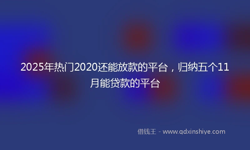 2025年热门2020还能放款的平台，归纳五个11月能贷款的平台