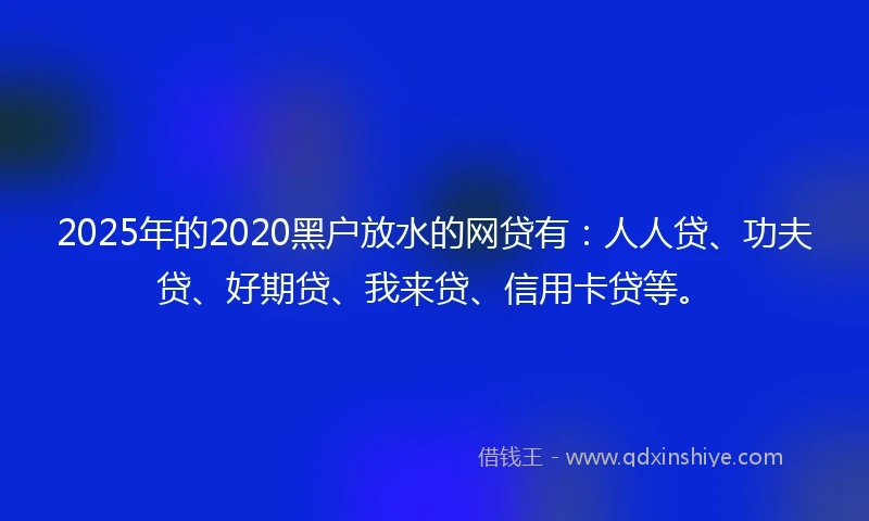 2025年的2020黑户放水的网贷有：人人贷、功夫贷、好期贷、我来贷、信用卡贷等。