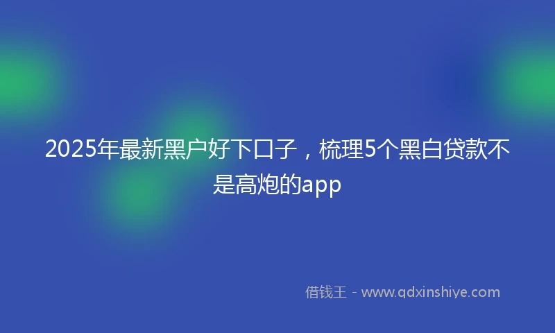 2025年最新黑户好下口子，梳理5个黑白贷款不是高炮的app