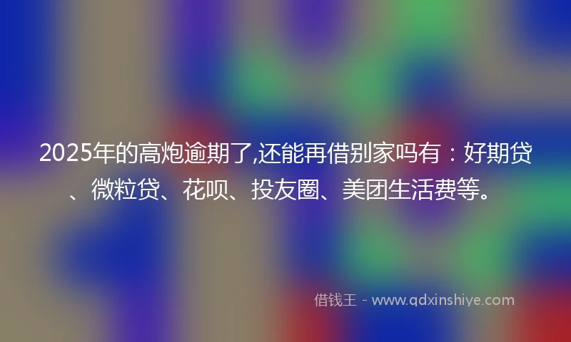 2025年的高炮逾期了,还能再借别家吗有：好期贷、微粒贷、花呗、投友圈、美团生活费等。
