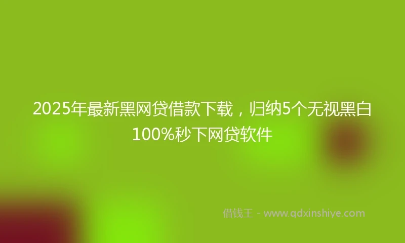 2025年最新黑网贷借款下载，归纳5个无视黑白100%秒下网贷软件