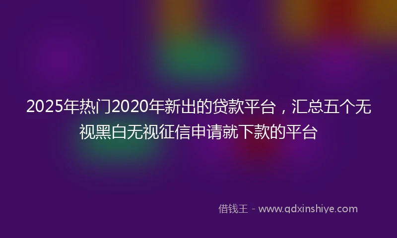 2025年热门2020年新出的贷款平台，汇总五个无视黑白无视征信申请就下款的平台