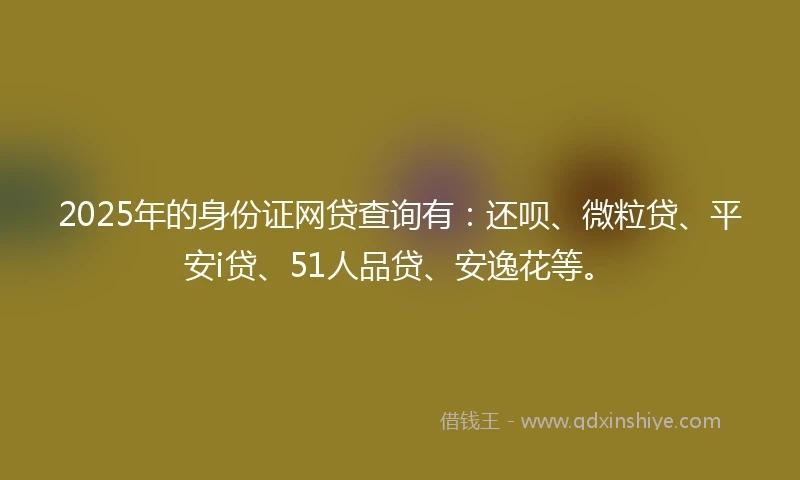 2025年的身份证网贷查询有：还呗、微粒贷、平安i贷、51人品贷、安逸花等。