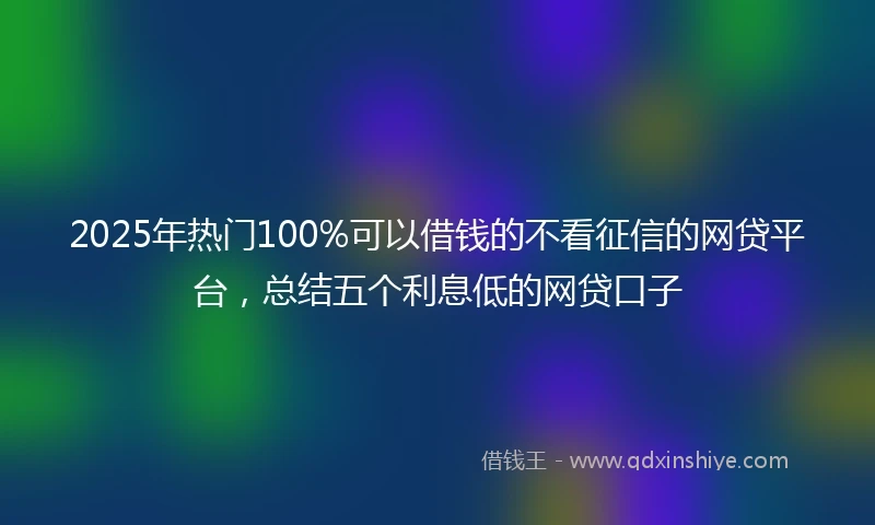2025年热门100%可以借钱的不看征信的网贷平台，总结五个利息低的网贷口子