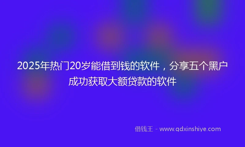 2025年热门20岁能借到钱的软件，分享五个黑户成功获取大额贷款的软件
