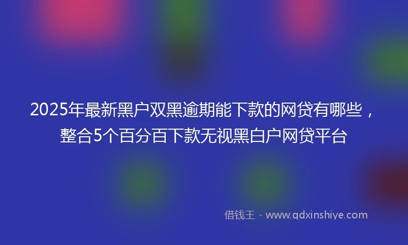 2025年最新黑户双黑逾期能下款的网贷有哪些，整合5个百分百下款无视黑白户网贷平台