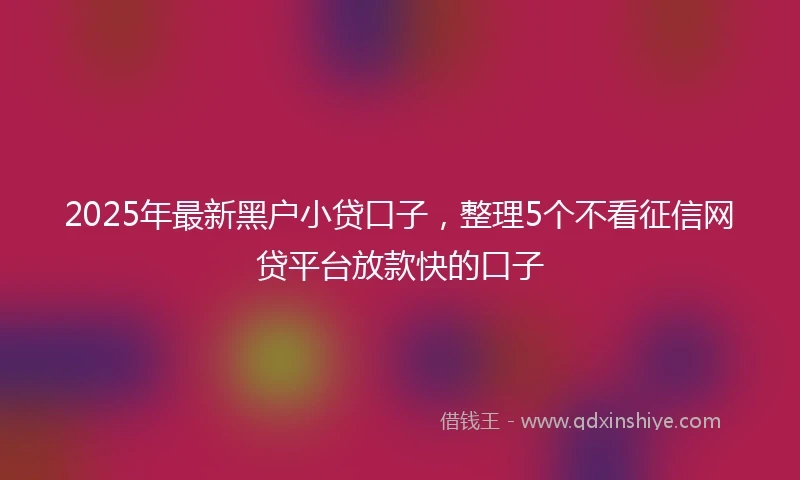 2025年最新黑户小贷口子，整理5个不看征信网贷平台放款快的口子
