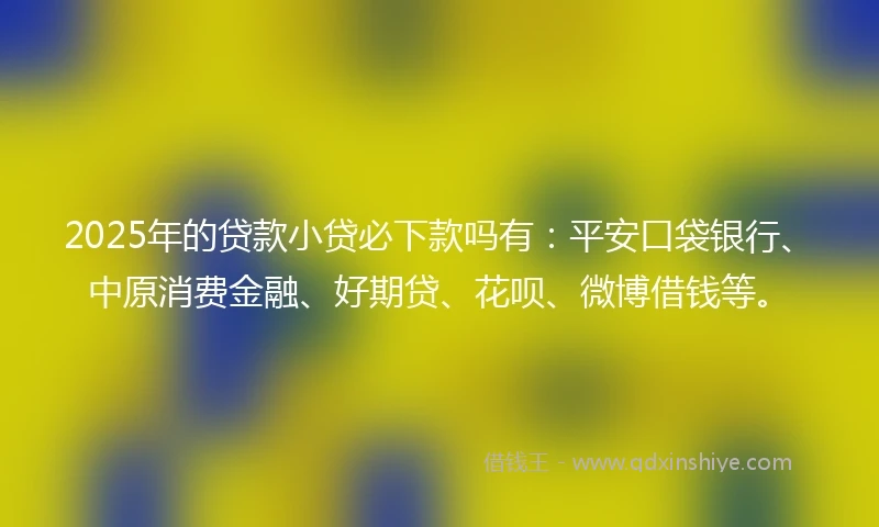 2025年的贷款小贷必下款吗有：平安口袋银行、中原消费金融、好期贷、花呗、微博借钱等。