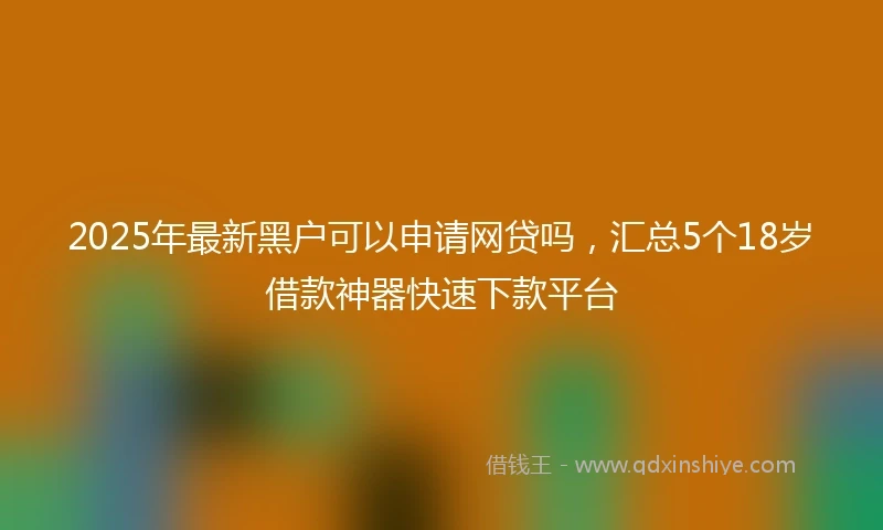 2025年最新黑户可以申请网贷吗，汇总5个18岁借款神器快速下款平台