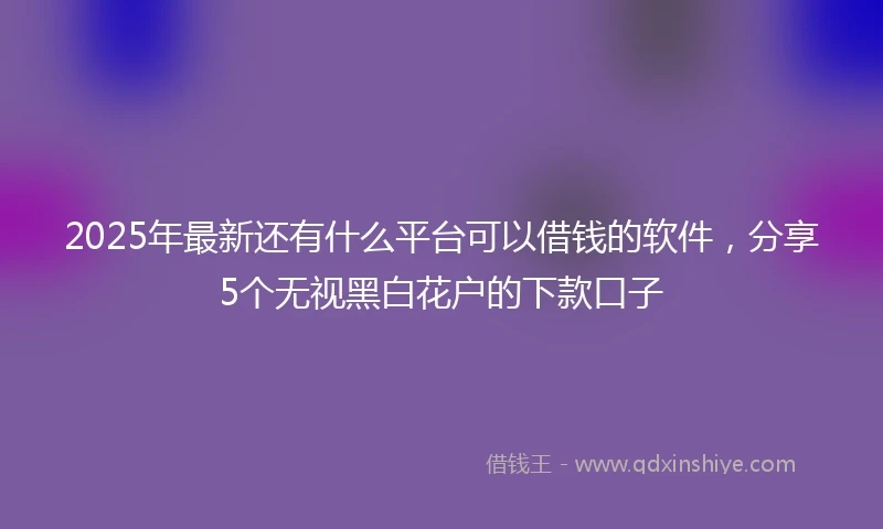2025年最新还有什么平台可以借钱的软件，分享5个无视黑白花户的下款口子