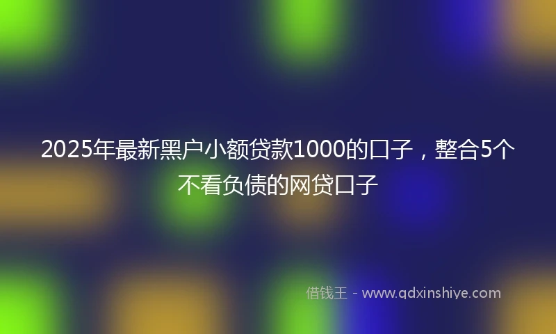 2025年最新黑户小额贷款1000的口子，整合5个不看负债的网贷口子