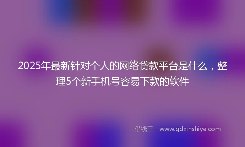 2025年最新针对个人的网络贷款平台是什么，整理5个新手机号容易下款的软件