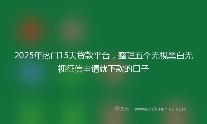 2025年热门15天贷款平台，整理五个无视黑白无视征信申请就下款的口子