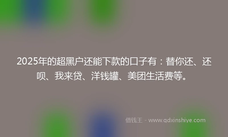 2025年的超黑户还能下款的口子有：替你还、还呗、我来贷、洋钱罐、美团生活费等。