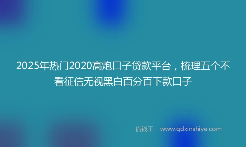 2025年热门2020高炮口子贷款平台，梳理五个不看征信无视黑白百分百下款口子