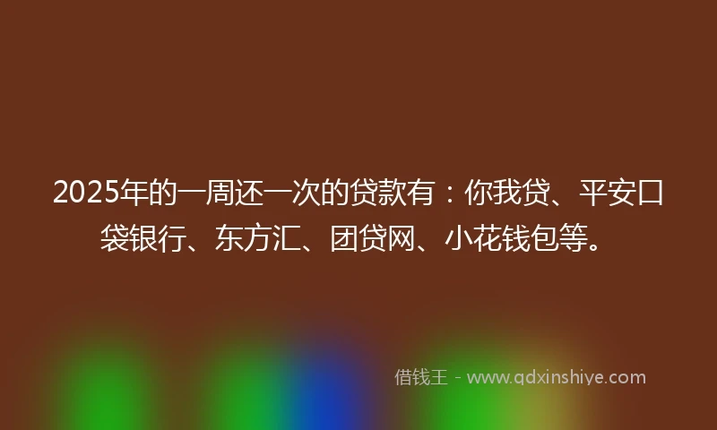 2025年的一周还一次的贷款有：你我贷、平安口袋银行、东方汇、团贷网、小花钱包等。