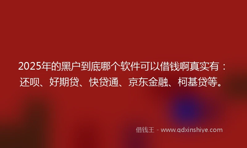 2025年的黑户到底哪个软件可以借钱啊真实有：还呗、好期贷、快贷通、京东金融、柯基贷等。