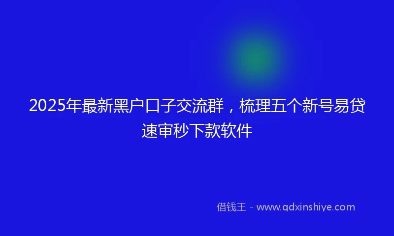 2025年最新黑户口子交流群，梳理五个新号易贷速审秒下款软件